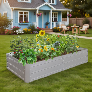 Sunvega 2 Pack Metal Raised Garden Bed Kit for Vegetables Flowers and Herbs