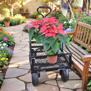 Sunvega Garden Dump Cart with Inflatable Tires and Spacious Bed for Gardening Tasks