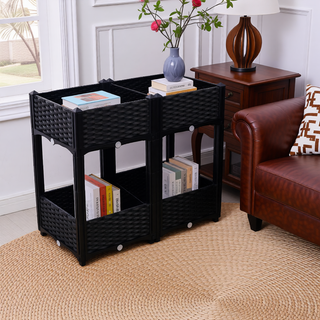 Sunvega Modular Rattan Pattern Raised Garden Planter Box with Self-Draining System