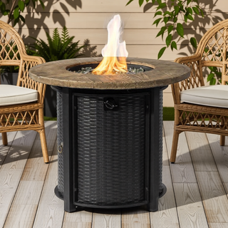 Sunvega 30-Inch Round Propane Fire Pit Table with 50000 BTU Heat for Patio