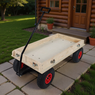Sunvega Fresh Blue Solid Wood All-Terrain Toy and Garden Tool Cart Trolley