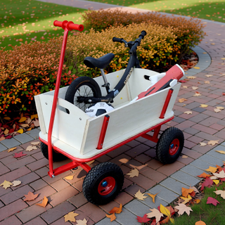 Sunvega Fresh Blue Solid Wood All-Terrain Toy and Garden Tool Cart Trolley