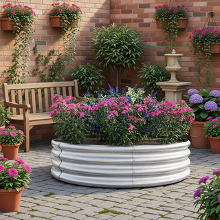 Sunvega 47.24 Inch Round Metal Raised Garden Bed for Vegetables Flowers and Herbs