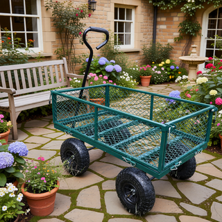 Sunvega Garden Dump Cart with Inflatable Tires and Spacious Bed for Gardening Tasks