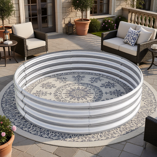 Sunvega 47.24 Inch Round Metal Raised Garden Bed for Vegetables Flowers and Herbs