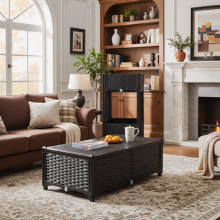 Sunvega Modular Rattan Pattern Raised Garden Planter Box with Self-Draining System