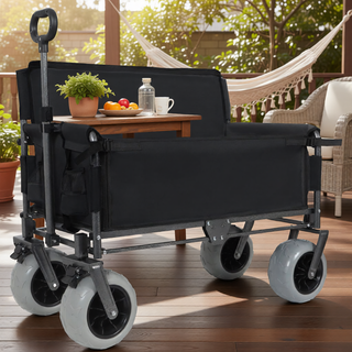 Sunvega 3-in-1 Heavy-Duty Folding Wagon Cart with Bench Seat and Storage