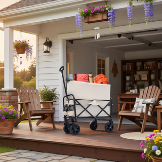 Sunvega Foldable Collapsible Wagon Cart with Extention Dual-Layer Design All-Terrain Wheels