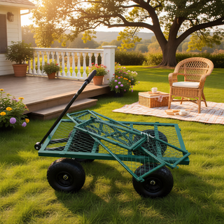 Sunvega Garden Dump Cart with Inflatable Tires and Spacious Bed for Gardening Tasks