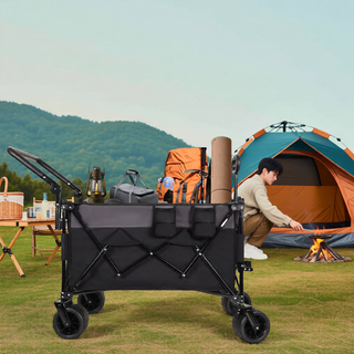 Sunvega Multi-Functional Push-Pull Folding Wagon Cart with 360° All-Terrain Wheels