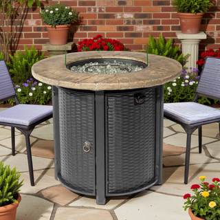 Sunvega 30-Inch Round Propane Fire Pit Table with 50000 BTU Heat for Patio