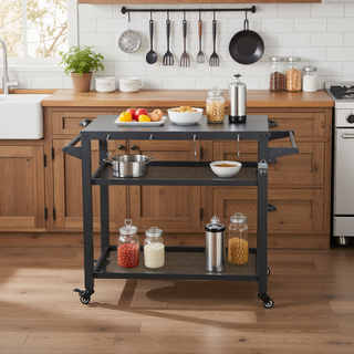 Sunvega Outdoor Grill Table with Wheels Stainless Steel Tabletop for Blackstone Griddle