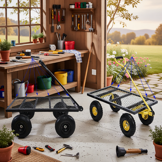 Sunvega Garden Dump Cart with Inflatable Tires and Spacious Bed for Gardening Tasks