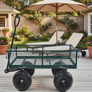 Sunvega Garden Dump Cart with Inflatable Tires and Spacious Bed for Gardening Tasks