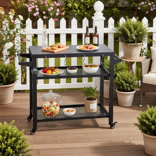 Sunvega Outdoor Grill Table with Wheels Stainless Steel Tabletop for Blackstone Griddle