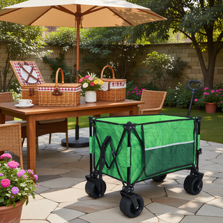 Sunvega Heavy-Duty 480lbs Folding Wagon Cart with Picnic Mat and All-Terrain Wheels