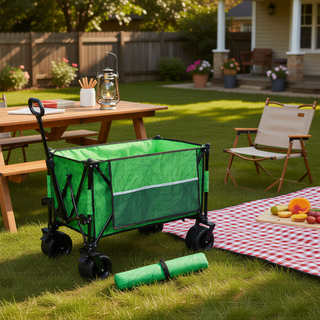 Sunvega Heavy-Duty 480lbs Folding Wagon Cart with Picnic Mat and All-Terrain Wheels