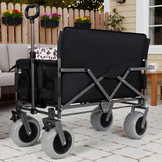 Sunvega 3-in-1 Heavy-Duty Folding Wagon Cart with Bench Seat and Storage