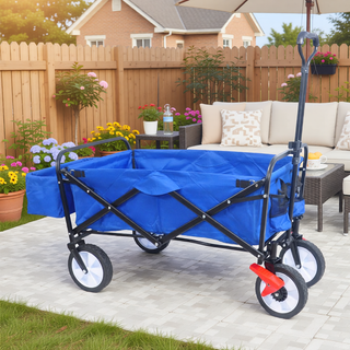 Sunvega Heavy Duty Folding Outdoor Cart with Front Wheel Brakes and Cup Holders