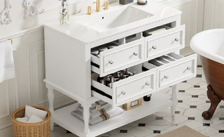 Sunvega 36 Inch Freestanding Vanity Cabinet with Sink Combo and 4 Drawers