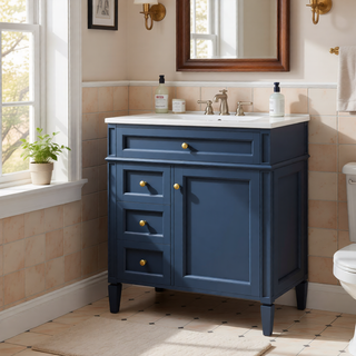 Sunvega Modern Minimalist 30'' Bathroom Vanity with Top Sink and Ample Storage