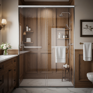 Sunvega 56-60" W x 72" H Matte Black Aluminum Frame Double Sliding Shower Door