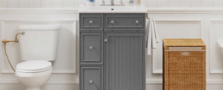 Sunvega 24-Inch Bathroom Vanity Cabinet with Ceramic Sink and Storage