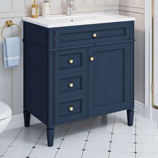 Sunvega Modern Minimalist 30'' Bathroom Vanity with Top Sink and Ample Storage