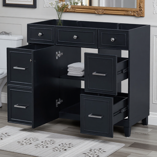 Sunvega 36 inch White Bathroom Vanity with Ceramic Sink and Soft Close Doors