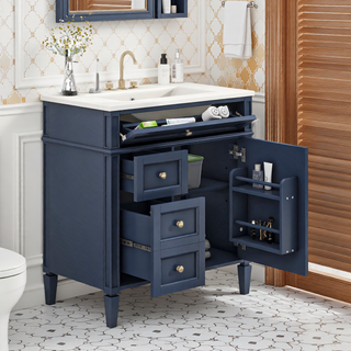 Sunvega Modern Minimalist 30'' Bathroom Vanity with Top Sink and Ample Storage