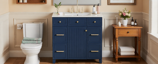 Sunvega 36 inch White Bathroom Vanity with Ceramic Sink and Soft Close Doors