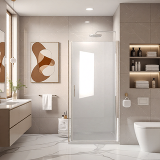 Sunvega 24x72 Inch Brushed Nickel Pivot Shower Door with Half Frame