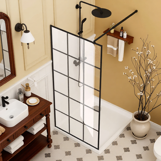 Sunvega Framed Glass Shower Screen with Silk-Printed Tempered Glass and Rust-Proof Aluminum Frame