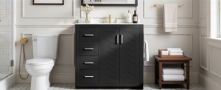 Sunvega 30 Inch Solid Wood Freestanding Bathroom Vanity with Ceramic Sink and Storage