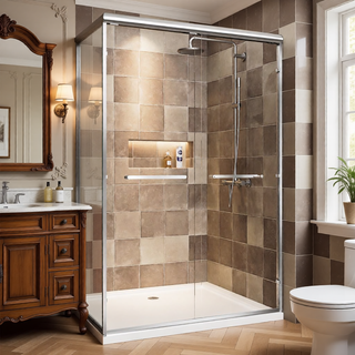 Sunvega 56-60" W x 72" H Matte Black Aluminum Frame Double Sliding Shower Door