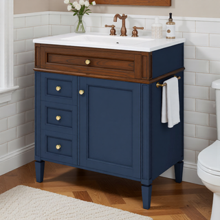 Sunvega Modern Minimalist 30'' Bathroom Vanity with Top Sink and Ample Storage