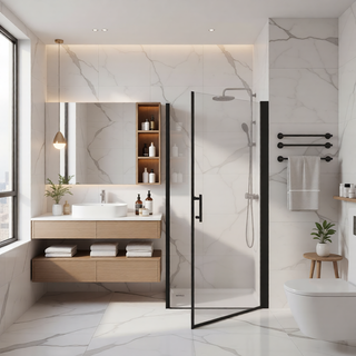 Sunvega 24x72 Inch Brushed Nickel Pivot Shower Door with Half Frame