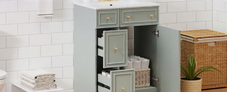 Sunvega 24-Inch Bathroom Vanity Cabinet with Ceramic Sink and Storage