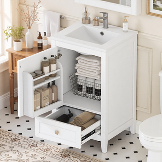 Sunvega 20 Inch Bathroom Vanity with Ceramic Sink and Adjustable Leveling Pads