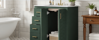 Sunvega 30 Inch Solid Wood Freestanding Bathroom Vanity with Ceramic Sink and Storage