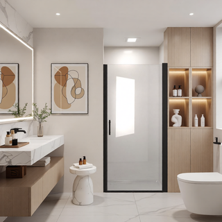 Sunvega 24x72 Inch Brushed Nickel Pivot Shower Door with Half Frame