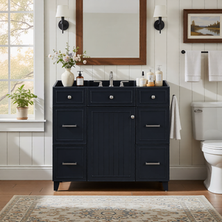 Sunvega 36 inch White Bathroom Vanity with Ceramic Sink and Soft Close Doors