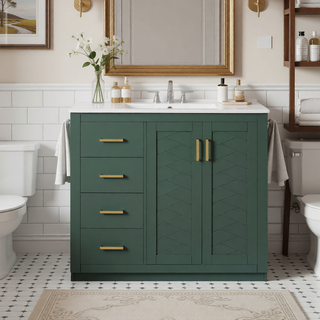 Sunvega 30 Inch Solid Wood Freestanding Bathroom Vanity with Ceramic Sink and Storage