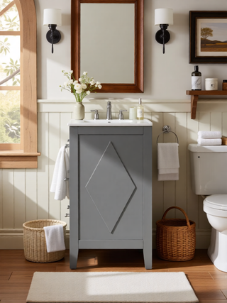 Sunvega 30 Inch Freestanding Bathroom Vanity with Ceramic Sink and 3 Drawers