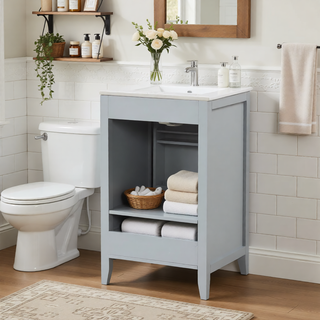 Sunvega 20 Inch Bathroom Vanity with Ceramic Sink and Adjustable Leveling Pads