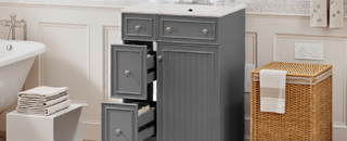 Sunvega 24-Inch Bathroom Vanity Cabinet with Ceramic Sink and Storage