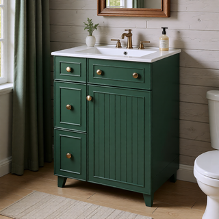 Sunvega 24-Inch Bathroom Vanity Cabinet with Ceramic Sink and Storage