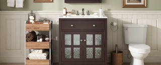 Sunvega Modern 30 Inch Bathroom Vanity with Ceramic Sink and Tempered Glass