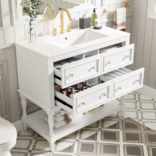 Sunvega 36 Inch Freestanding Vanity Cabinet with Sink Combo and 4 Drawers