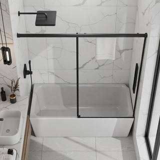 Sunvega 60x72 Inch Semi-Frameless Sliding Shower Door with Tempered Glass